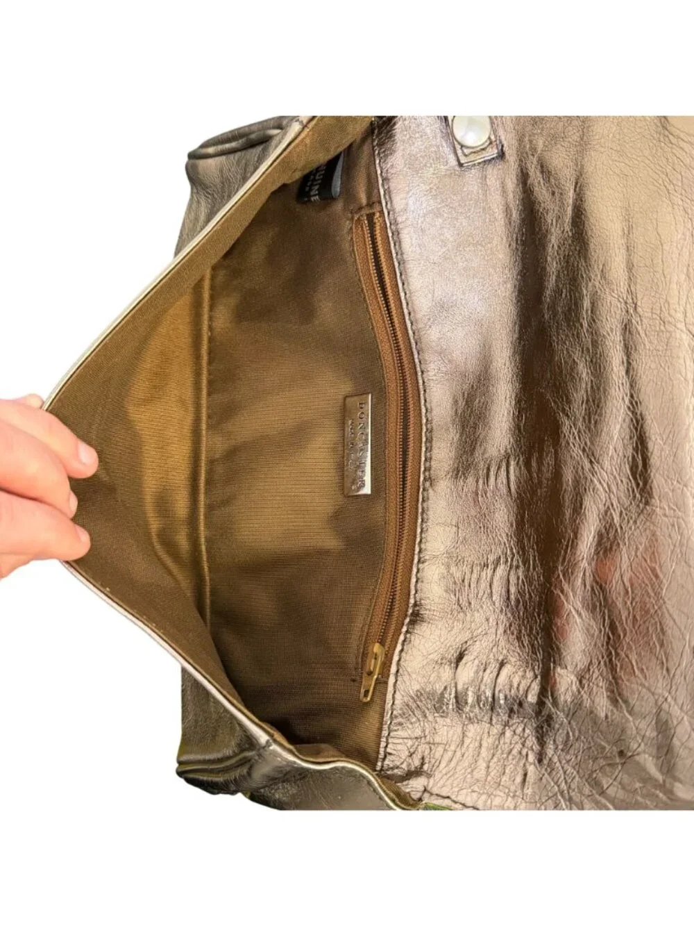 Doncaster Metallic Bronze Multi-Color Leather Wristlet Clutch Made In Italy